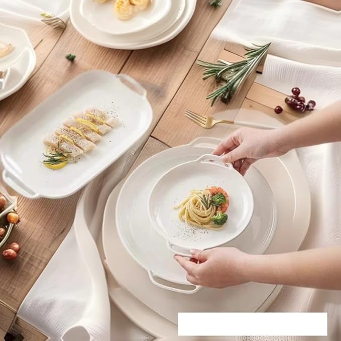 Dinner Plates Ceramic Tableware Bowls, Fruit Salad, Household Shallow Plates, Creative Dinner Kitchen Salad Bowl