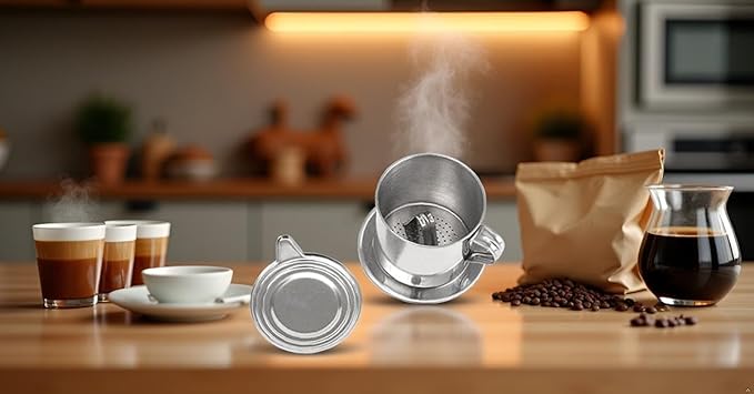 1 Set Vietnamese Coffee Filter Stainless Steel Coffee Pot Drip Infuse Cup Brewing Teapot No Need Paper Drip Coffee Pot Machine Filter Attractive processing