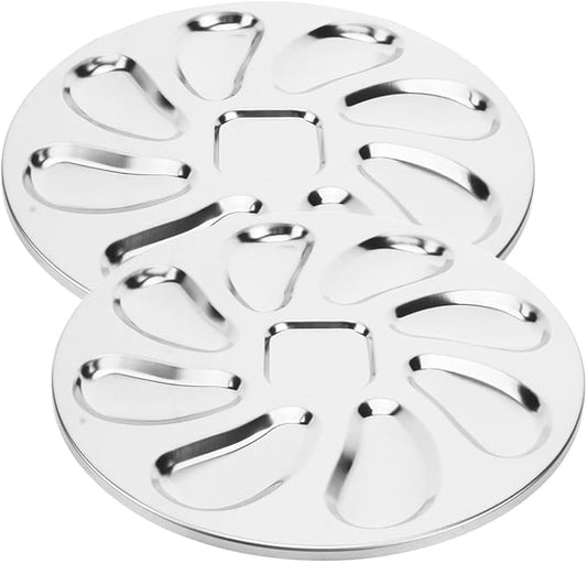 Luxshiny 2pcs Oyster Serving Trays Stainless Steel Oyster Plates Stylish for Daily Use Special Occasions