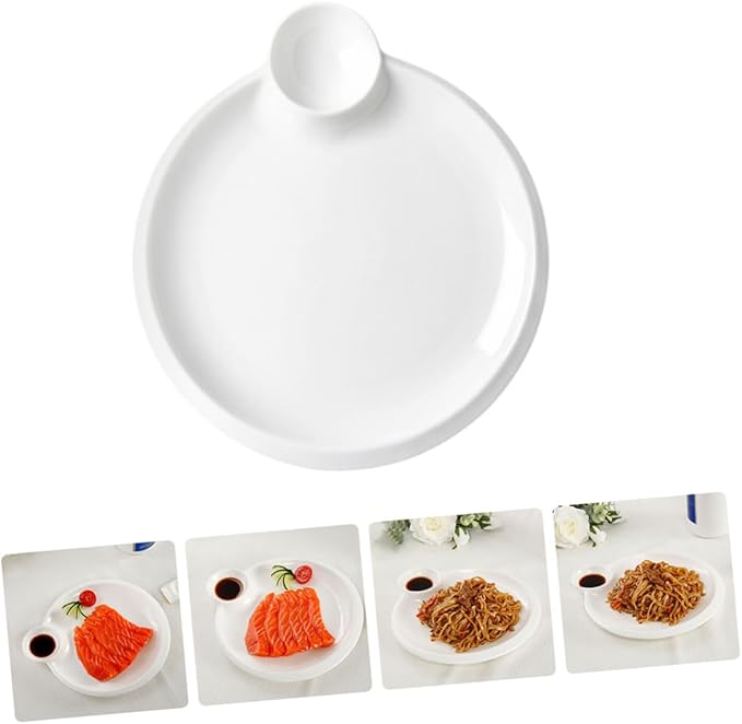 Ceramic Dumpling Plate Set Multi-function Chips Dish Dividers for Dipping Sauce Elegant Kitchen Supply for Appetizers Sushi and Parties