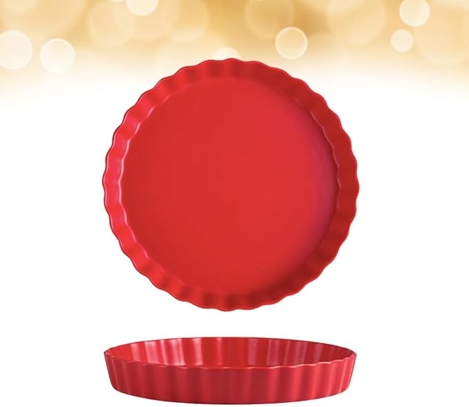 BESPORTBLE 10-inch Red Ceramic Sushi Plate Creative Breakfast Dish Simple Italy Noodles Plate Household Tableware for Home and Restaurant Use