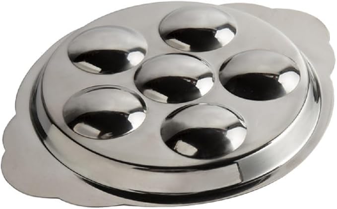 TrueCraftware- 6 Compartment Holes Stainless Steel Snail/Escargot Tray Set of 2- Seafood Snail Dish Escargot Dish Server for Home Kitchen Restaurant Hotel BBQ