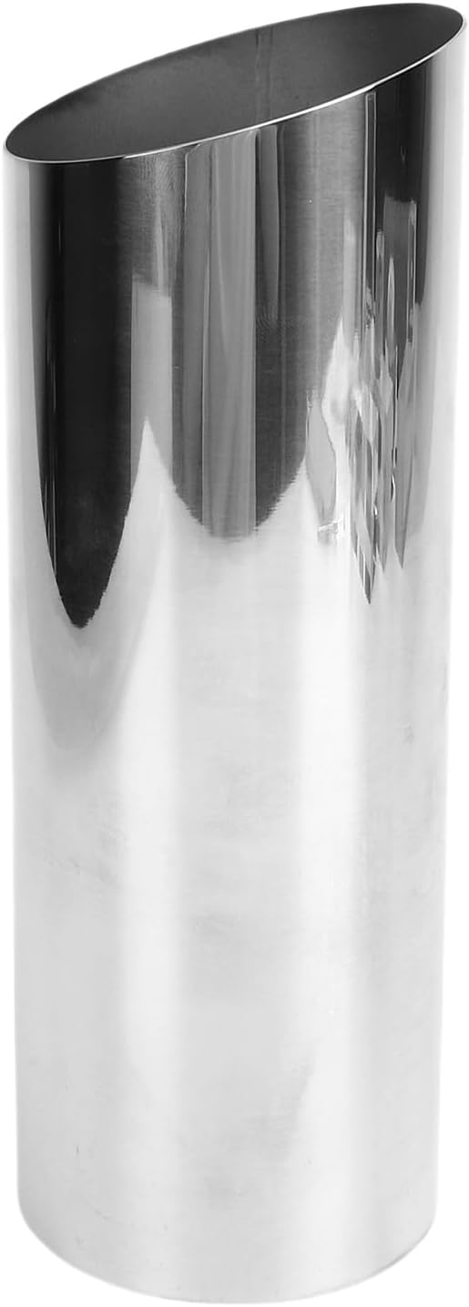 LIANGLIDE Silver Stainless Steel Cylinder Vase, Modern Flower Vase for Desktop Ornament, Easy to Clean and Maintain, Slant Opening Design, Suitable for Fresh Flowers