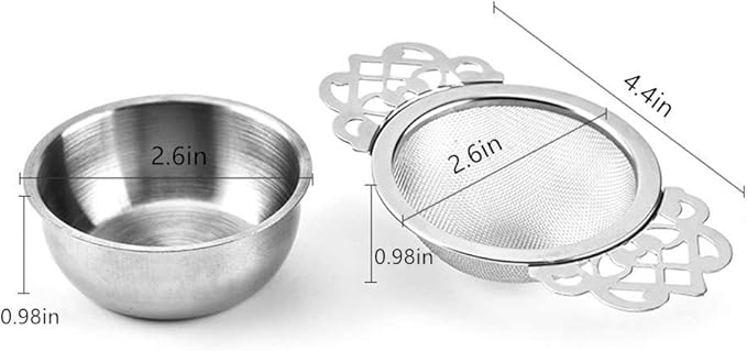 TraderPlus 2Pcs Stainless Steel Empress Tea Strainer Loose Leaf Tea Infuser Filter with Drip Bowls