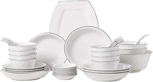 Dinnerware Sets - Luxury Gift Dishes Service Set, Ceramic Dinnerware Set, Plates/Bowls/Dish/Tablespoon 38-Piece Tableware Porcelain Combination Set-Family Party Restaurant Service for 8
