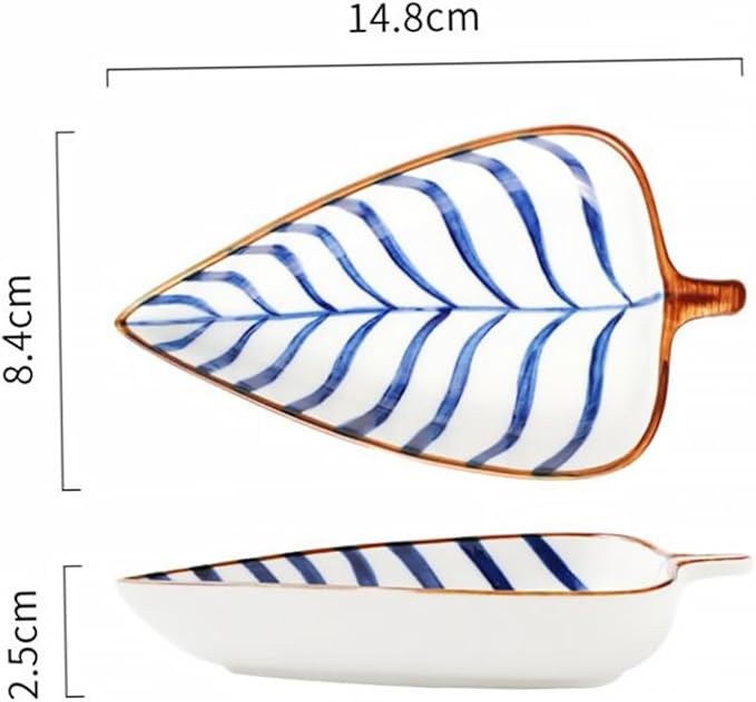 Leaf Shaped Ceramic Appetizer Plates Versatile Food Sauce Dish for Condiments Fruits and Snacks for Home Parties Camping and Outdoor Bbq Random Pattern
