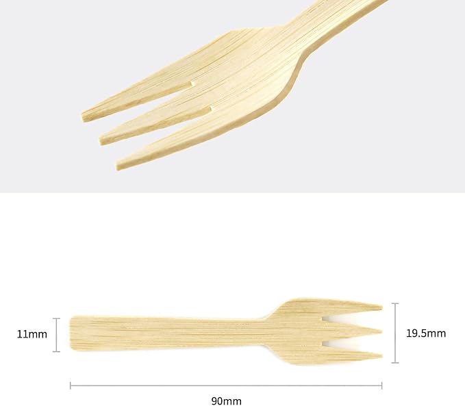 Bamboo Cutlery - 2000PK Mini Forks 3.54" Disposable Small 100% Compostable Cutlery Set Eco Friendly Renewable Natural Bamboo Disposable Fork Bulk for Dessert/Fruit