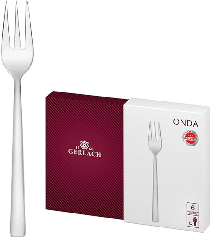 Gerlach G01-0030P-ZCIA-06PU-S1S1-01 Flatware Serving Set with 6 Pieces of Cake Forks Onda Box and shine-G01-0030P-ZCIA-06PU-S1S1-01, Stainless Steel