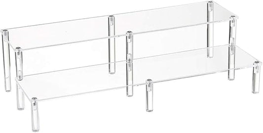 BYCY 2 Tier Clear Acrylic Display Stand Cupcakes Holder, Dessert Display Riser for Great Event, Birthday Party, Wedding Party ( 1 Pack - 16" X 6.9" X 4.25" )