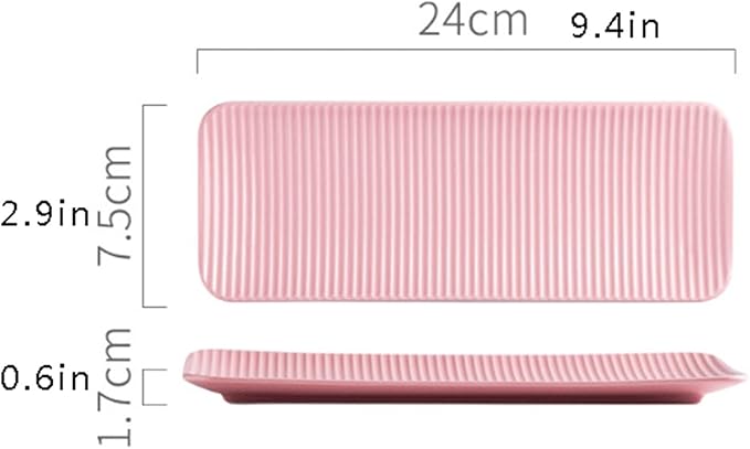 Seasoning Plate Striped Seramic Slice Rectangular Plate Nordic Style Appetizer Snack Fruit Cake Serving Tray Presentation Serveware Ceramic Sauce Plate (Color : C