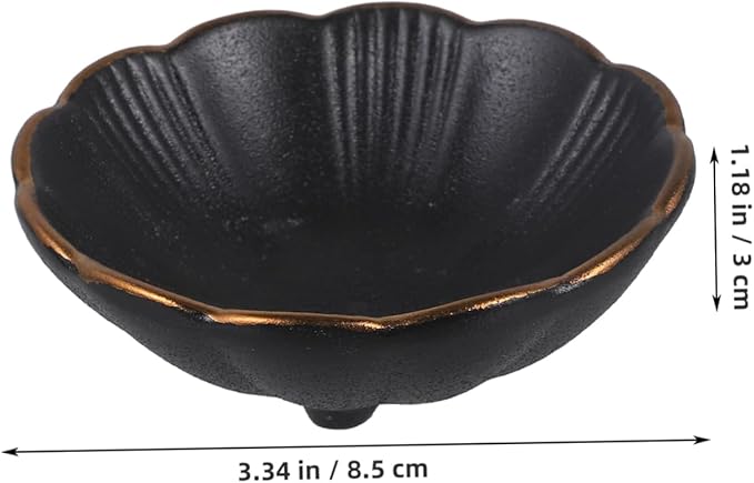 IMIKEYA 1pc Black Ceramic Seasoning Dish Rim Small Snack Plate for Dipping Sauces Condiments and Appetizers Elegant Tableware for Home and Restaurant Use