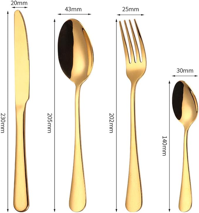 4pcs Set Cutlery Dinnerware 304 Stainless Steel Flatware Set Tableware Dinner Spoon Fork Knife Flatware Serving Sets (Multicolor)