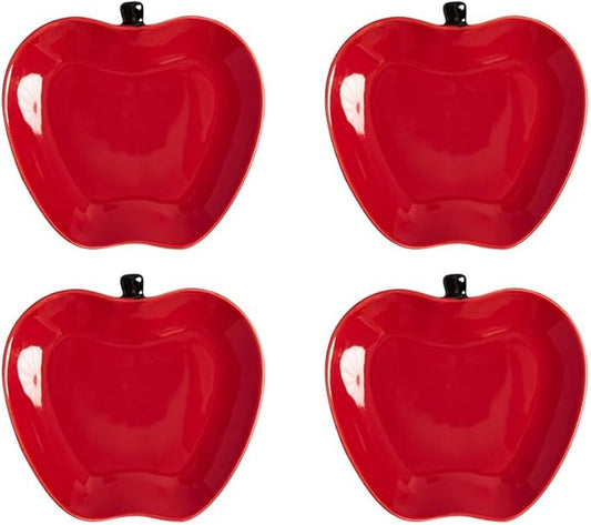 123Arts Apple Dessert Dishes Set Appetizer Plates, Ceramic Sushi Sauce Plates Seasoning Dishes,Set of 4
