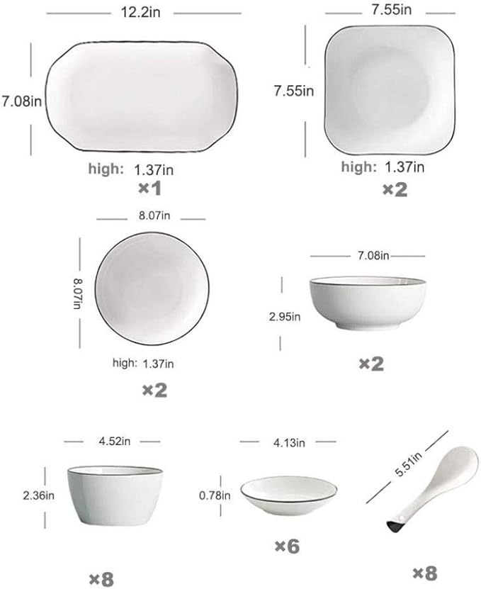 Elegant Dishes Plate Bowl Set,29 Pieces White Ceramics Dinner Sets