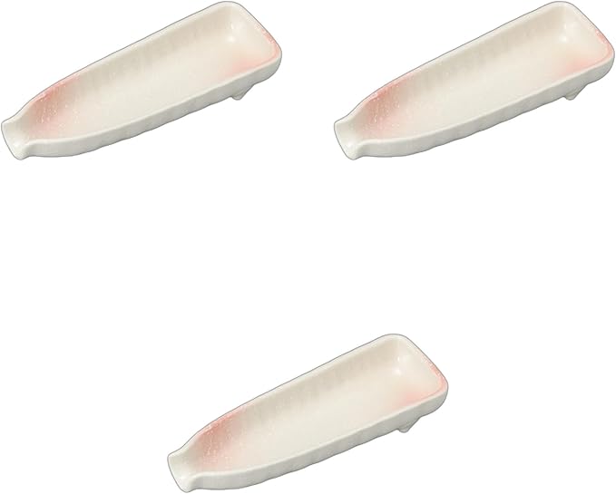 Setomonohonpo Set of 3, Tansuki Tokuri Shaped Serving Plates, 7.9 x 2.9 x 1.4 inches (20 x 7.3 x 3.5 cm) | Appetizer Plate, Porcelain