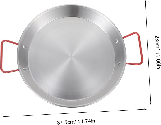 28cm Stainless Steel Snack Tray with Red Double Handles Decorative Serving Platter for Picnics and Parties Kitchen Tableware