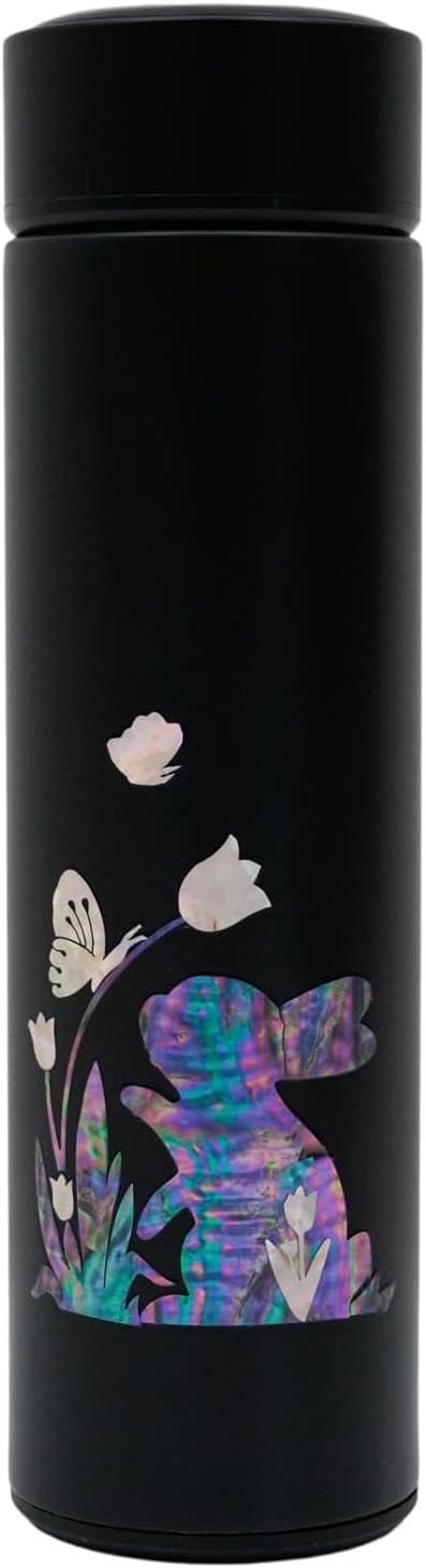 FEBRUARY MOUNTAIN Mother Of Pearl Tumbler with Tea Infuser & Strainer 16.9oz Hot/Cold Drinks & Beverages - Stainless Steel Infuser Bottle for Loose Leaf Tea & Coffee (Flowery Path)