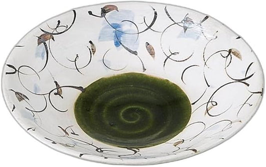 Oribe Hand-Painted Serving Pot [8.7 x 8.7 x 2.0 inches (22.2 x 22.2 x 5 cm) | Appetizer Plate, Setomonohonpo,