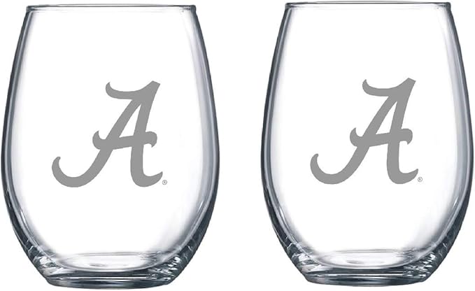 Satin Frost Logo Wine or Beverage Glass Set of 2 (Alabama)