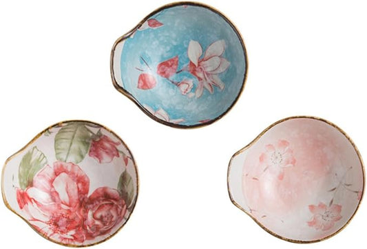 Amosfun 3pcs Ceramic Seasoning Plate Dishware Sauce Bowl Snack Tray for Restaurant Home School Random Style