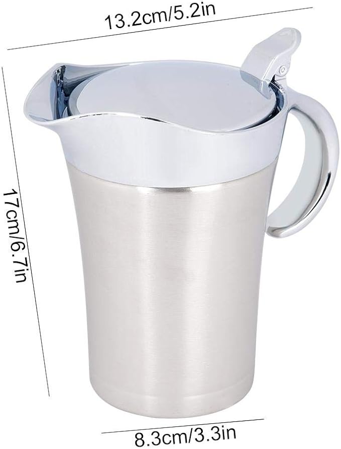 25 oz Gravy Boat Stainless Steel Sauce Gravy Jug Double Wall Insulated Thermal Gravy Boat with Cover and Lip Spout for Gravy Salad Custard Cream Sauce and so on