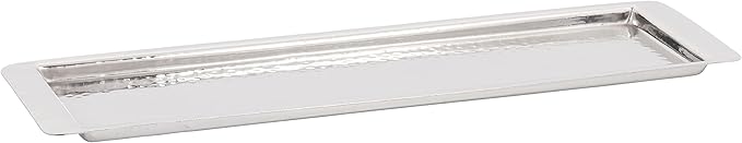 Elegance Stainless Steel Hammered Rectangular Tray, Medium 17.75 by 5.5-Inch, Silver