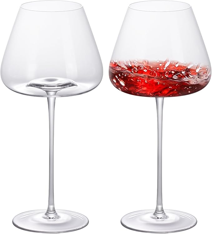 KAMMAK Wine Glasses Crystal Red and White Wine Glasses Set of 2, 23oz Hand Blown Large Glassware with Long Stem, Premium Glassware for Wine tasting, Birthday Gift, Party, Anniversary
