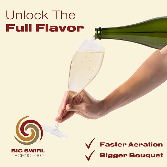 Demi Giant Wine Glass - Premium Crystal Wine Glasses Set of 2 - Fits Entire 750 ml Bottle