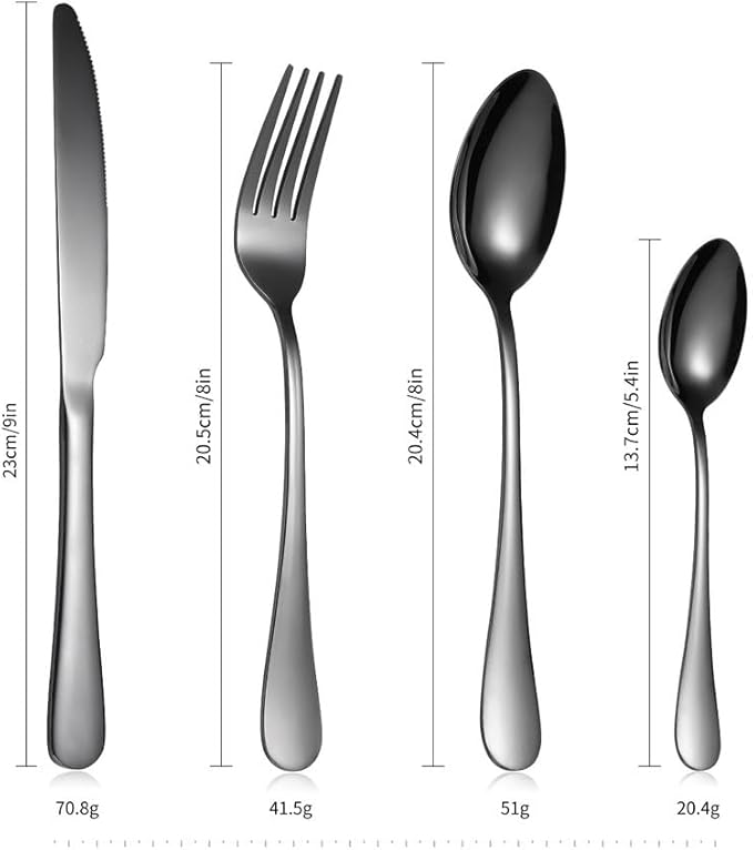 Stainless Steel Cutlery Set Silverware Collection-Polished Flatware Sets Kitchen Cutlery Utensil Knife Fork Spoon Dishwasher Safe for Home, Restaurant, Wedding, Party (ALL) (24 Pieces)