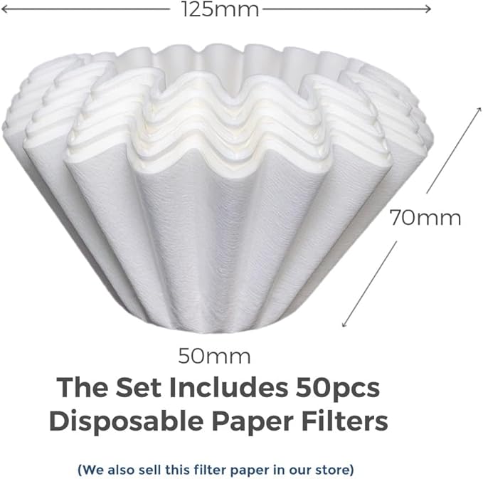 AGOGO Portable Pour Over Coffee Maker V60 Set - Easy Cleaning Compact 304 Stainless Steel Dripper for Camping & 50 Filters Paper & Cleaning Rag Silvery 20 oz