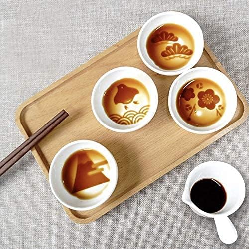 123Arts 4pcs Ceramic Relief Mount Fuji Seasoning Dishes Appetizer Plates