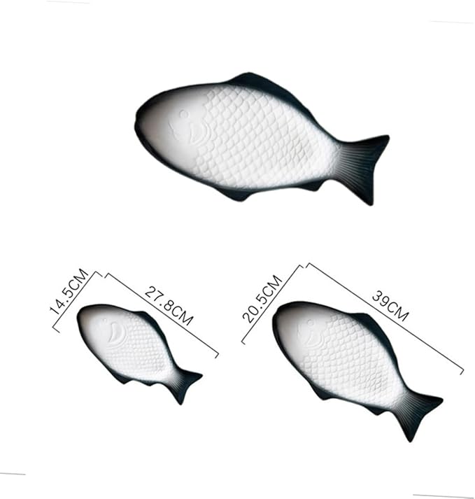 ABOOFAN Creative Fish Shaped Ceramic Plate Dark Green Snack Storage Dish for Home Restaurant Party Serving Platter with Unique Decorative Design
