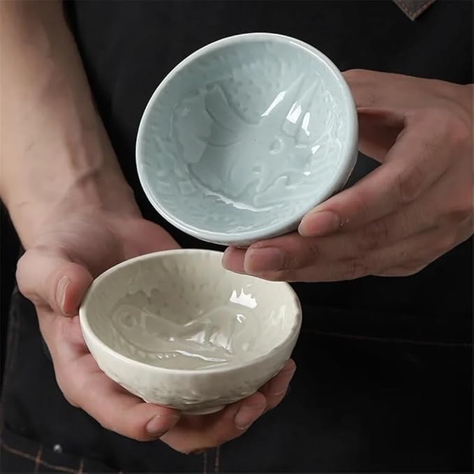 Appetizer Plates Ceramic Plate Retro Barbecue Dipping Dish Sushi Soy Sauce Dishes Home Desktop Snack Plate for Condiment(Blue)
