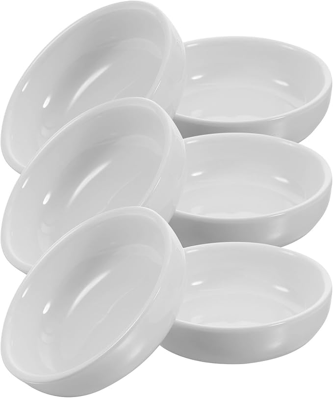 Ceramic Appetizer Plate Sauce Dishes 6 Pack Round Shape for Mustard Ketchup Dressing Salad