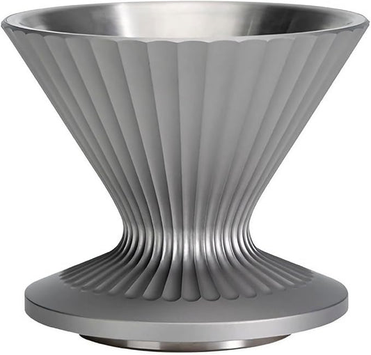 Pour Over Coffee Dripper Drip Coffee Pour Over Maker Resuable Blossom Cone Funnel Stainless Steel Metal Coffee Filter for Travel, Camping, Office, Home, Coffee Maker Brew (Twilight Gray)