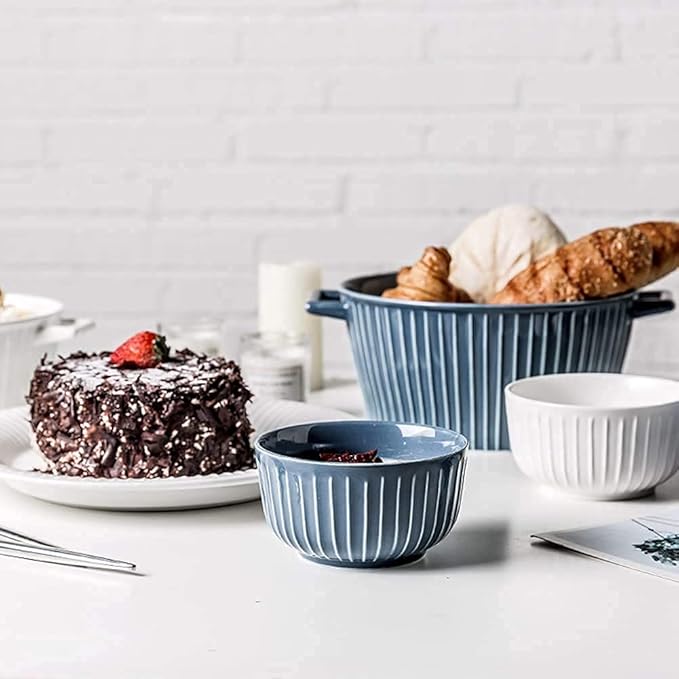 Dinnerware Sets Dish Set 26Pcs S for 5 Ceramics Dinner Set Tableware Set in French Style Blue White Stripe Plates and Bowls Set