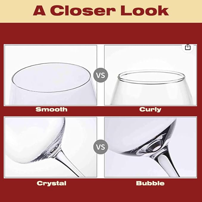 Demi Giant Wine Glass - Premium Crystal Wine Glasses Set of 2 - Fits Entire 750 ml Bottle