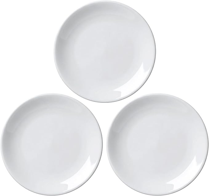 Ceramic Plates White Set of 3, 7 Inch Porcelain Dessert Plates Round, Small Serving Dishes for Salad, Snack, Cake, Dinner Microwave Oven Dishwasher Safe