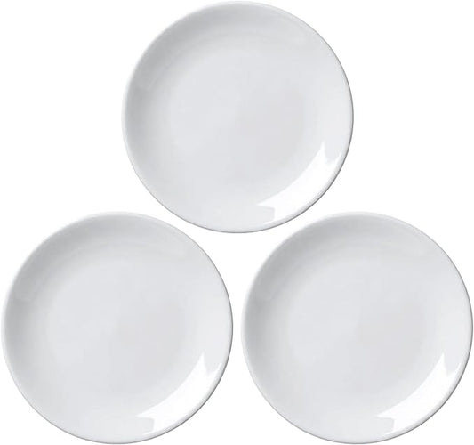Ceramic Plates White Set of 3, 7 Inch Porcelain Dessert Plates Round, Small Serving Dishes for Salad, Snack, Cake, Dinner Microwave Oven Dishwasher Safe
