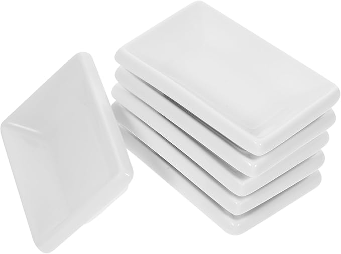 Ciieeo 6 Pcs Snack Dish Seasoning Dish Rectangular Small Rectangle Appetizer Plate with Condiment Soy Sauce Plate Condiment Serving Tray Snack Tray Appetizer Serving Dish White re-usable