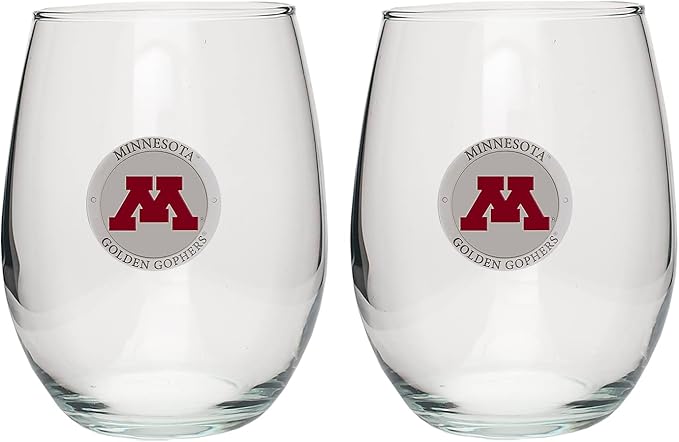 Heritage Pewter Minnesota Stemless Glass Goblets – Set of 2 | 15 OZ Goblet Wine Glasses | Expertly Crafted Pewter Glass