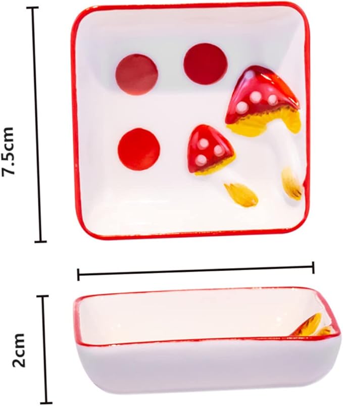 PRETYZOOM 2Pcs Mushroom Ceramic Dipping Bowls Japanese Style Seasoning Dish for Soy Sauce Condiments and Appetizers Kitchen Supply
