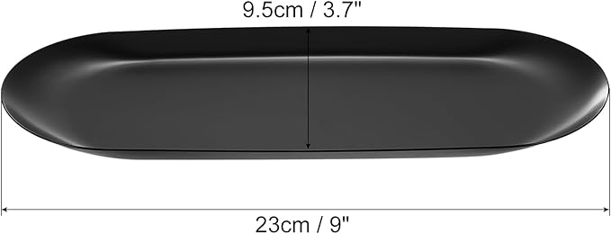 uxcell 6pcs Stainless Steel Decorative Tray, 9 Inch Oval Jewelry Tray, Small Serving Tray for Bathroom Countertops, Closets, Dressers, Black