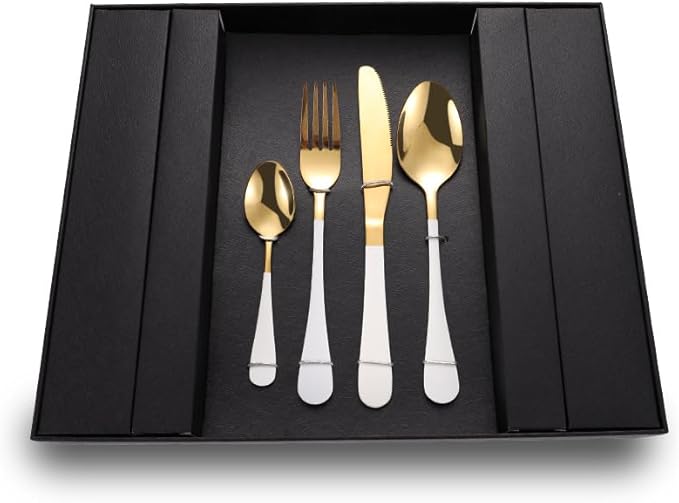 Stainless Steel Flatware serving set,Home Kitchen Eating Tableware Set,Dishwasher Safe,For Home Kitchen Restaurant Hote 24-piece Stainless Steel Steak Knife, Fork And Spoon Household Black Gift Box Se