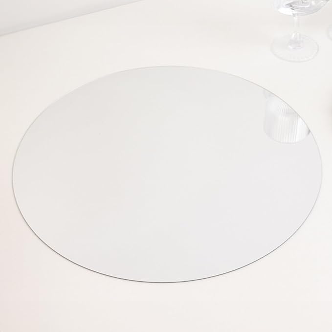 Efavormart 10 Pack Silver Round Acrylic Mirror Tray for Decoration, Large Circle Candle Plate Centerpiece Bases - 16"