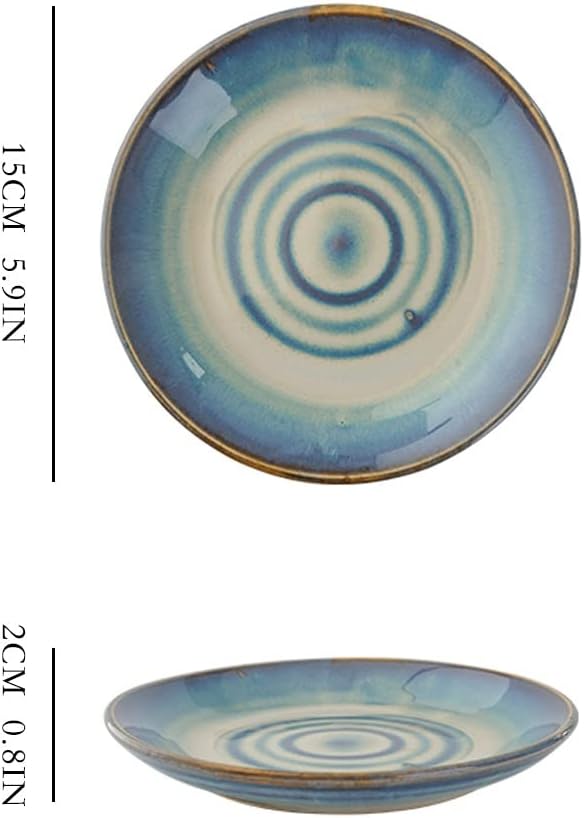 Dipping Sauce Bowls Appetizer Bowls Table Ceramic Blue Color Shallow Plate Cake Snack Snack Plate Snack Fruit Plate Household Garbage Plate Spit Bone Slag Plate Ceramic Dip Bowls Dipping Sauce Bowls