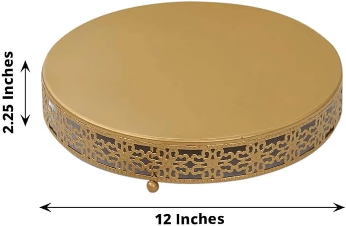 Efavormart Gold Metal Fleur De Lis Round Pedestal Cake Stands, Cupcake Dessert Display Stand Table Centerpiece - 12"
