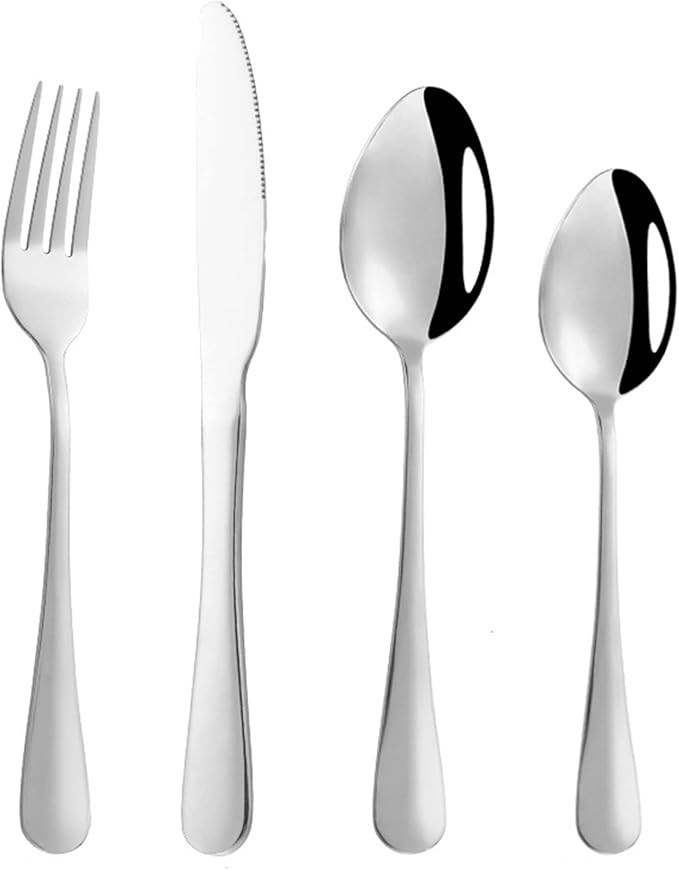 Stainless Steel Customized Flatware Set,Engraving Name Knife Forks Spoon,Personalized names will be engraved on your tableware, Customized Birthday Christmas Gift Silver
