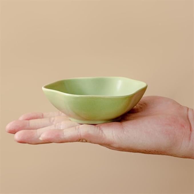 Sauce Dish 2-piece/4-piece Creative Flower Shaped Ceramic Plate Soup Bowl Plate Snack Plate Dim Sum Plate Sauce Bowl Snack Plate(Green,4-Piece)