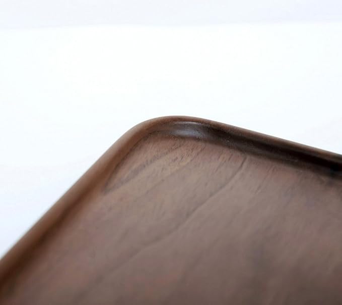 Winterworm Rustic Walnut Wooden Tray Solid Wood Serving Tray Square Rectangle Platter Tea Tray Coffee Table Tray (Rectangle Small (12x6x0.9 inch))